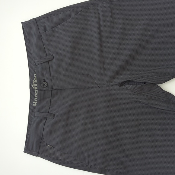 Hang Ten Hybrid 11 inch Flat Front Shorts Swimwear Grey Black size 32 NICE - Picture 3 of 11